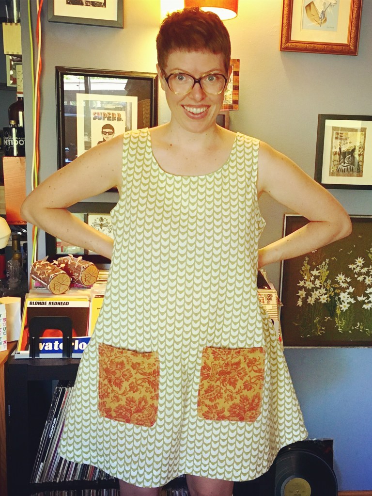 simple dress with patch pockets