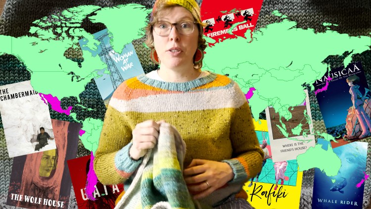 youtube thumbnail for the first video in the series—a colored world map overlaying movie posters with me on top holding the project