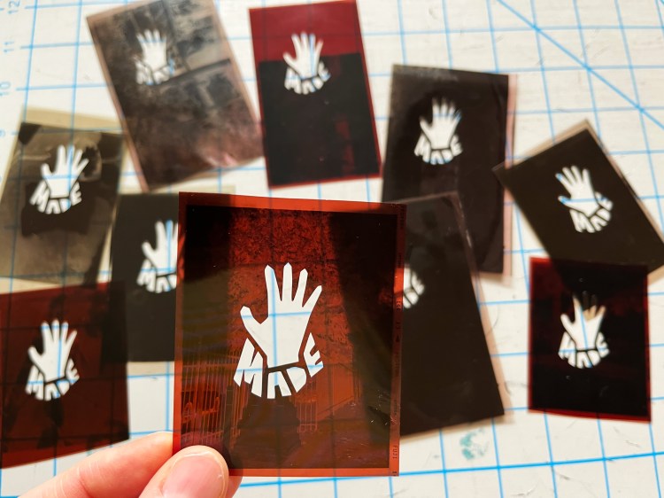 "hand"made stencils cut into medium format film negatives