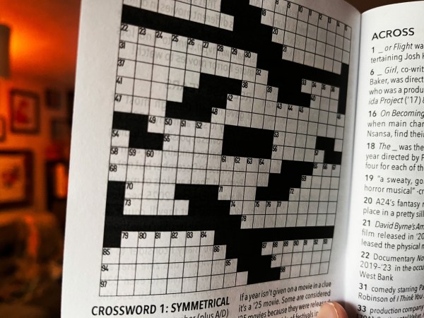 inside of zine with crossword puzzle grid
