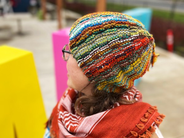 Lee wearing Wowee Zowee hat with scrappy stripes