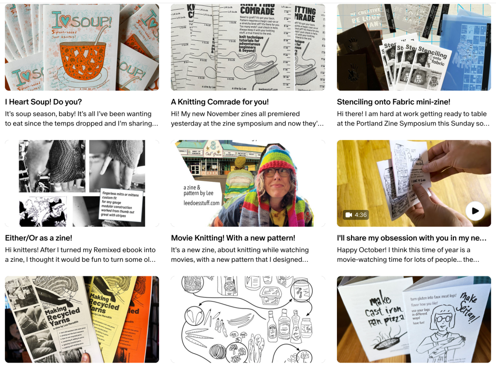 screenshot of patreon zines collection page